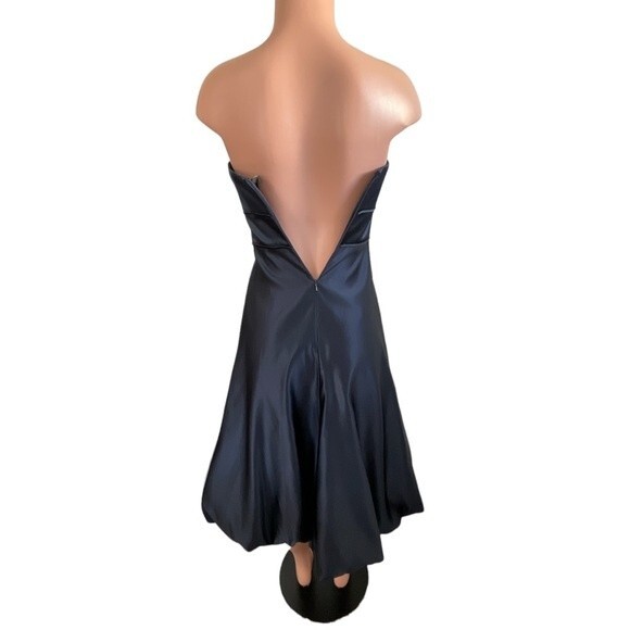 Bill Levkoff Formal Strapless Dress Size 0 Navy Blue Bubble Hem - Picture 2 of 8